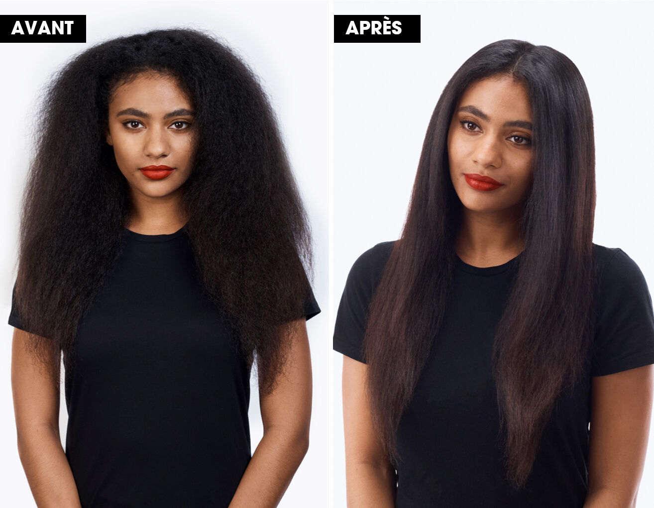 Avant / après utilisation du ghd max sur cheveux texturés