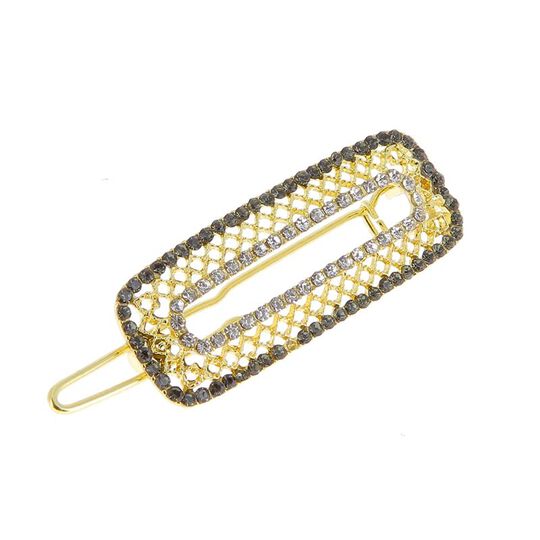 Barrette or et strass ovale