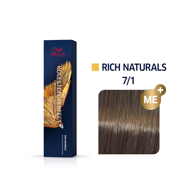 Coloration permanente Koleston Perfect Me+ 7/1 blond cendr&eacute;
