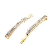 Barrettes dor&eacute;es 2 rang&eacute;es de strass x 2