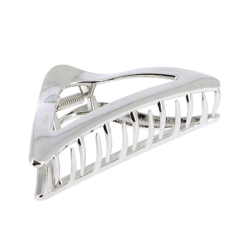 Pince croco m&eacute;tallique triangulaire argent&eacute;