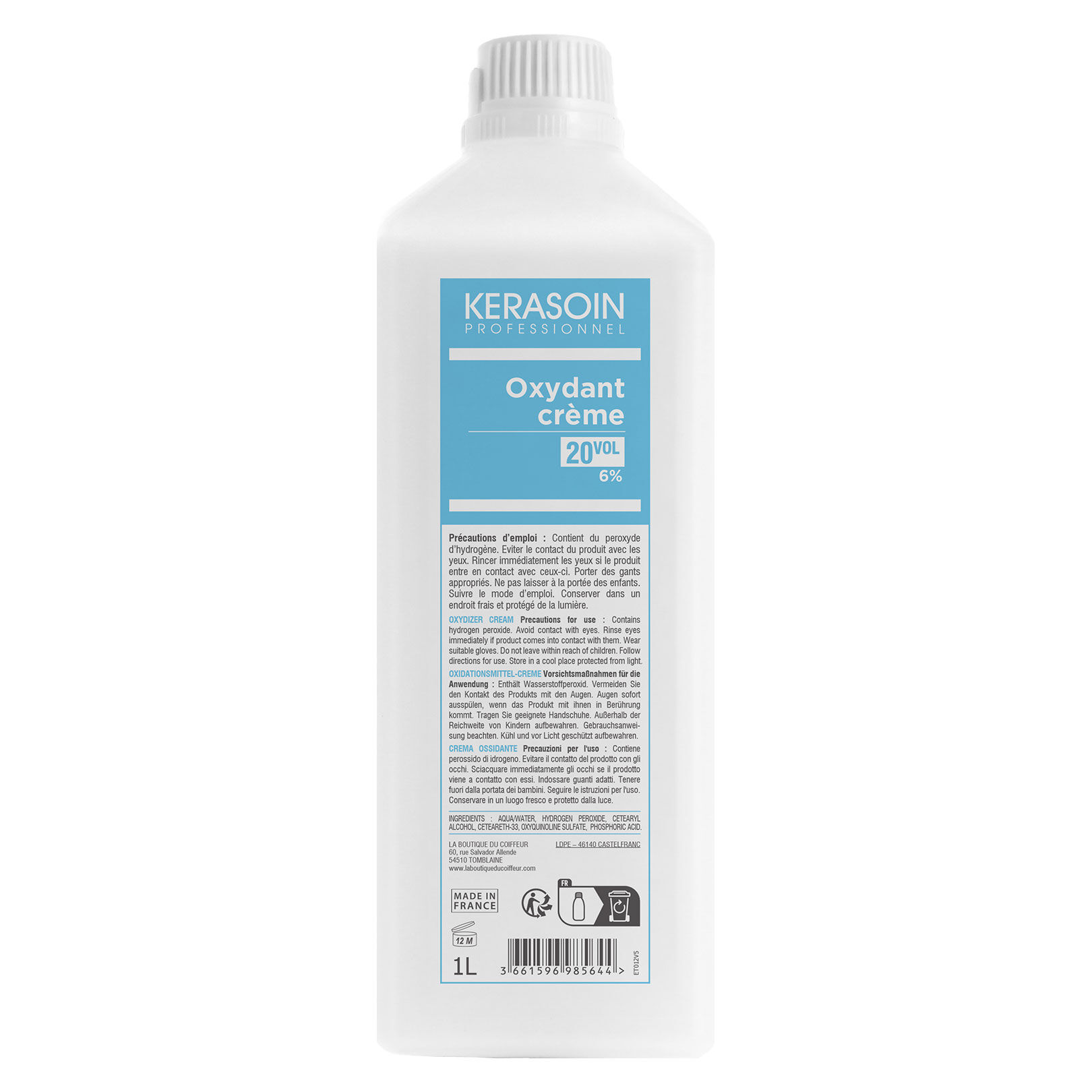 Oxydant cr&egrave;me 20 volumes 6% 1000ml