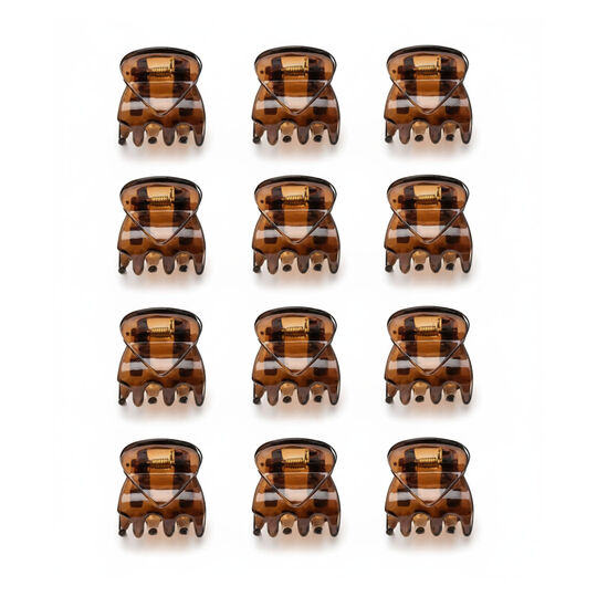 Mini pinces croco marrons 1cm