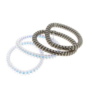 Elastiques scoubidou fins gris et opalescent