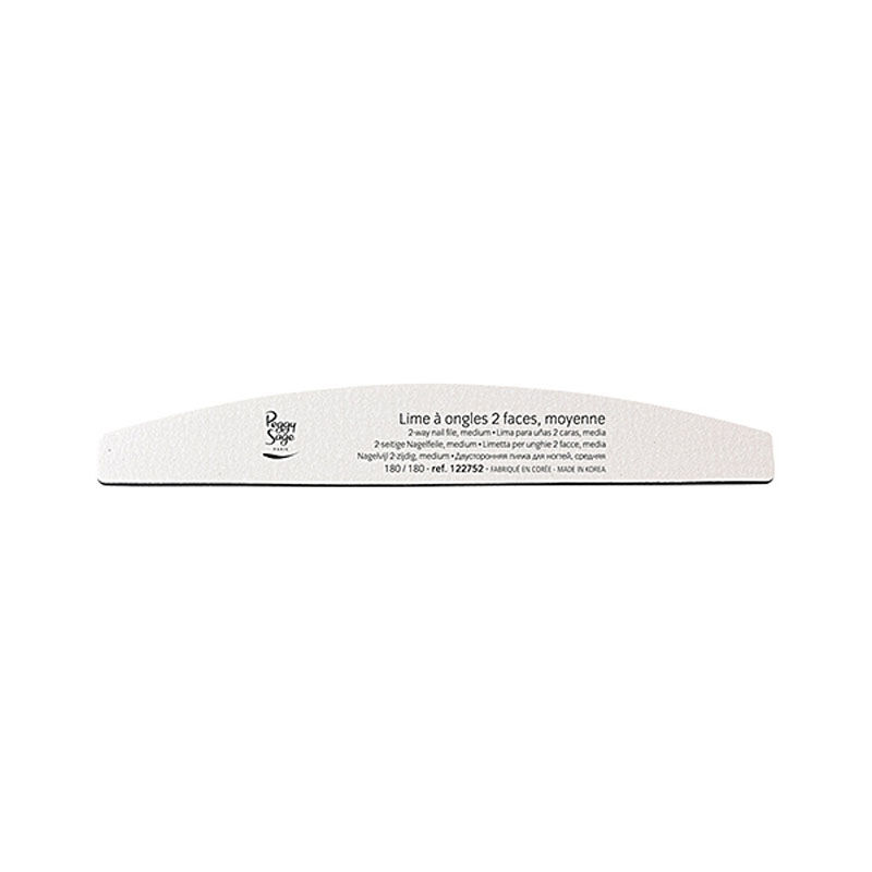 Lime &agrave; ongles 2 faces lavable demi-lune 180/180 blanc, pour ongles naturels