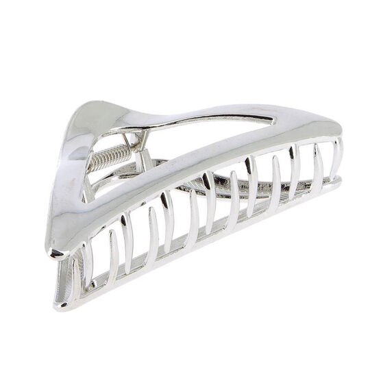 Pince croco m&eacute;tallique triangulaire argent&eacute;