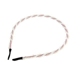 Serre-t&ecirc;te perles et cordon paillet&eacute; rose