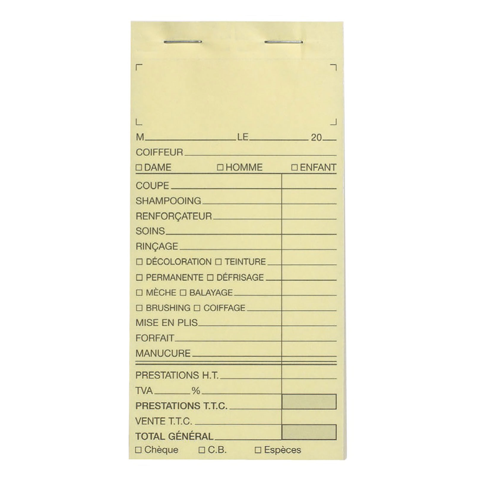 Carnet de caisse sans num&eacute;ro