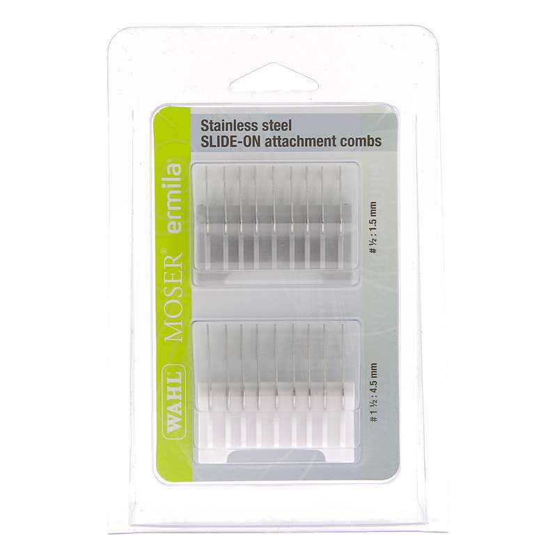 Lot de 2 Sabots pour tondeuse Wahl Ermila Moser 1400 M&eacute;tal 1,5 et 4,5 mm