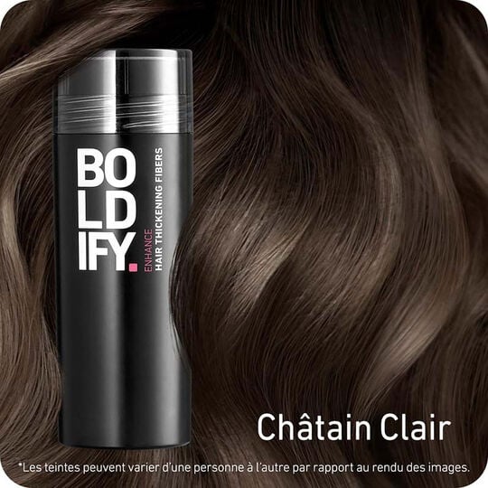 Fibres densifiantes pour cheveux ch&acirc;tain clair