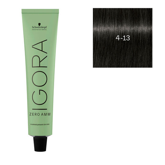 Coloration Igora Zero Amm 4-13 châtain cendré mat