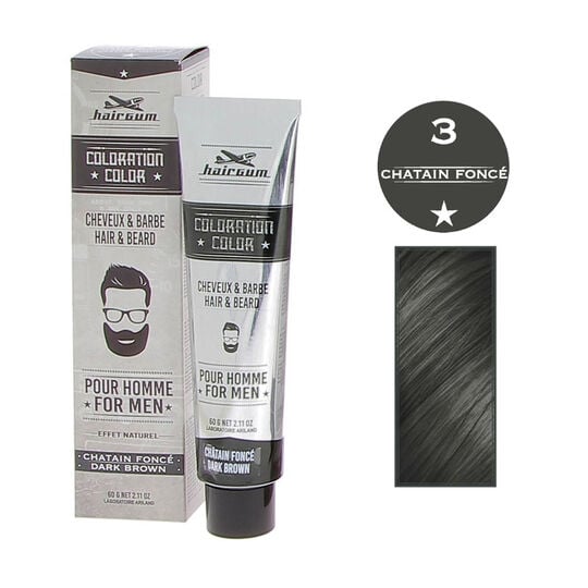 Coloration pour homme cheveux & barbe 3 châtain foncé