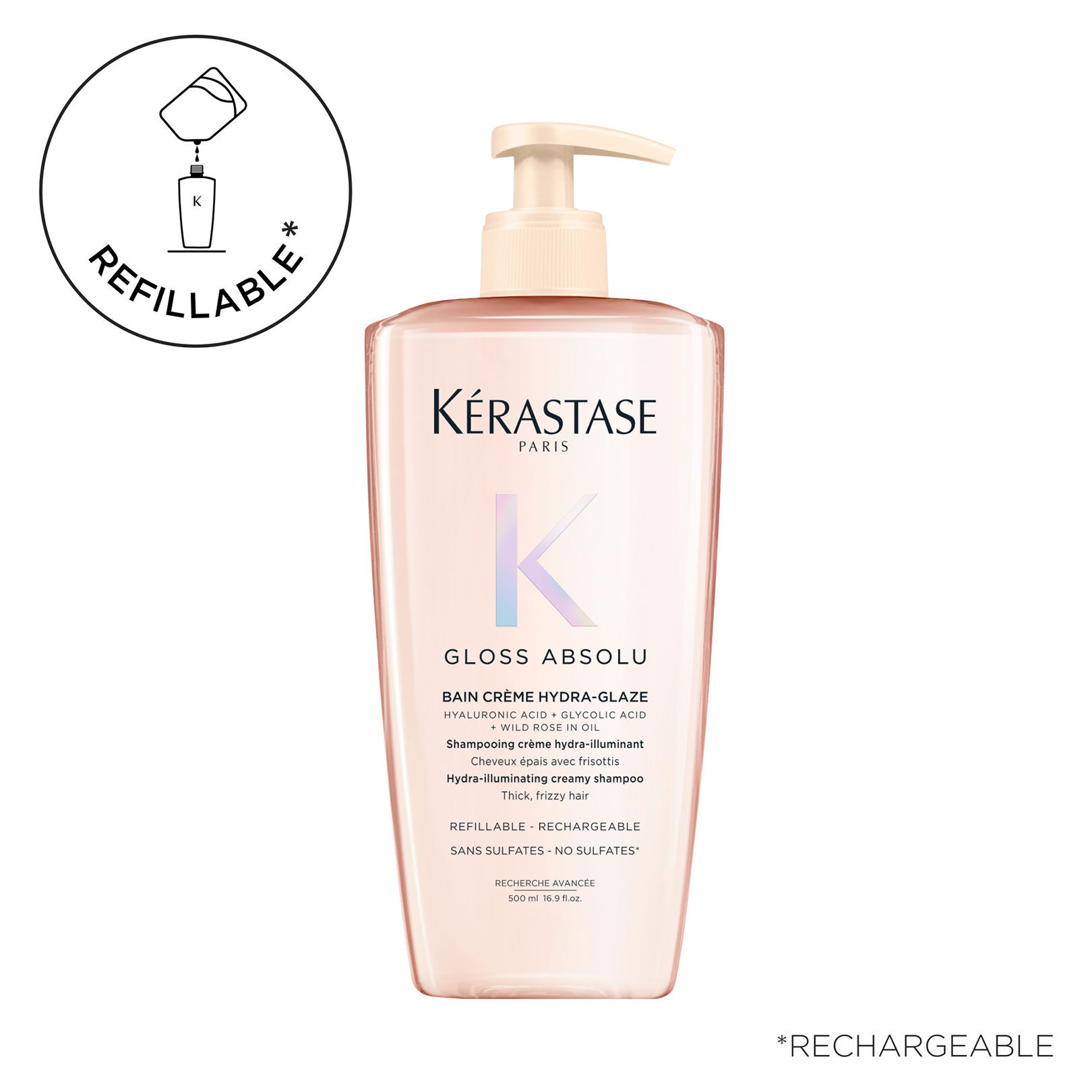 Bain cr&egrave;me Hydra-Glaze Gloss Absolu 500 ml rechargeable