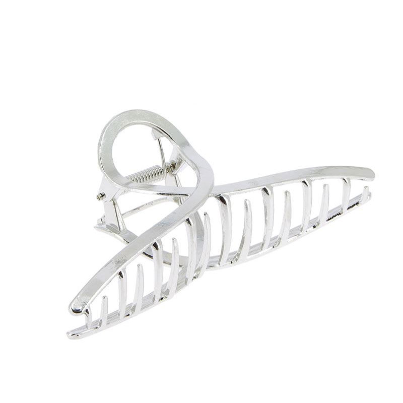 Pince croco m&eacute;tallique infini argent brillant
