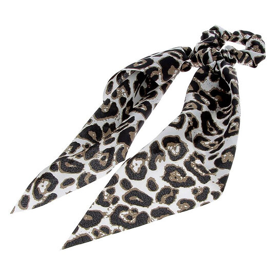 Chouchou foulard léopard blanc