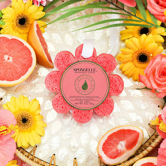 Éponge de bain infusée pamplemousse cassis