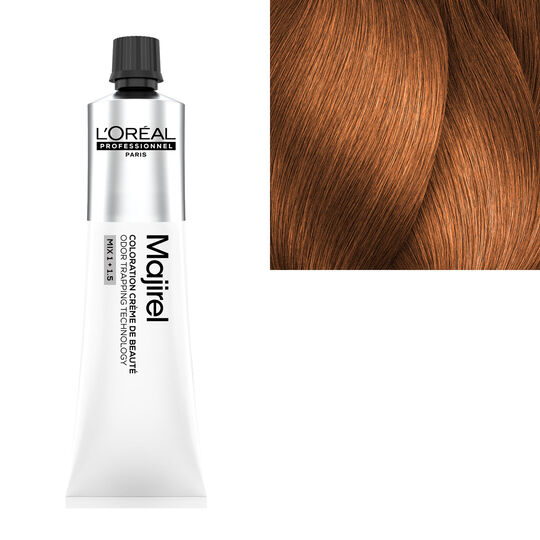 Coloration cr&egrave;me de beaut&eacute; Majirel 8.34 blond clair dor&eacute; cuivr&eacute;