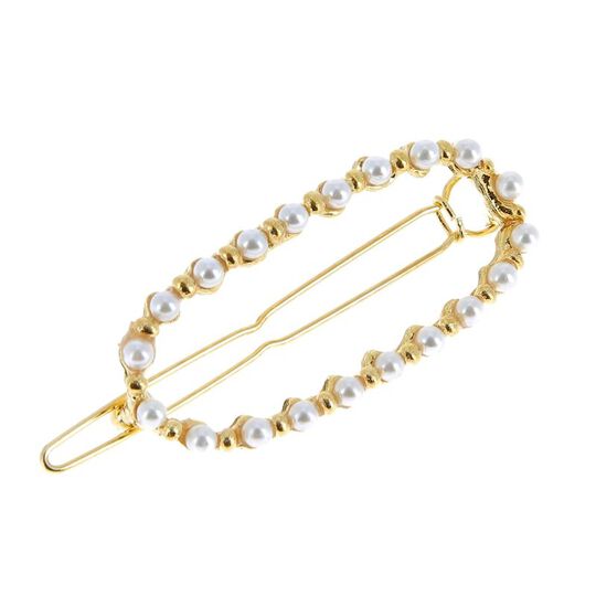 Barrette or et perle ovale or et perles