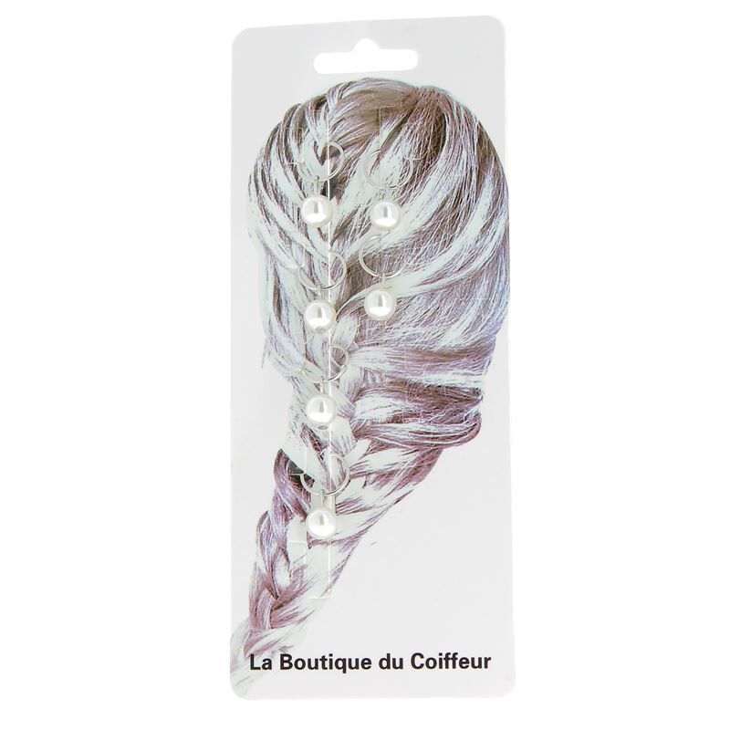 Anneaux m&eacute;tal pour tresses perle