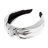 Serre-t&ecirc;te m&eacute;tallique avec noeud argent&eacute;