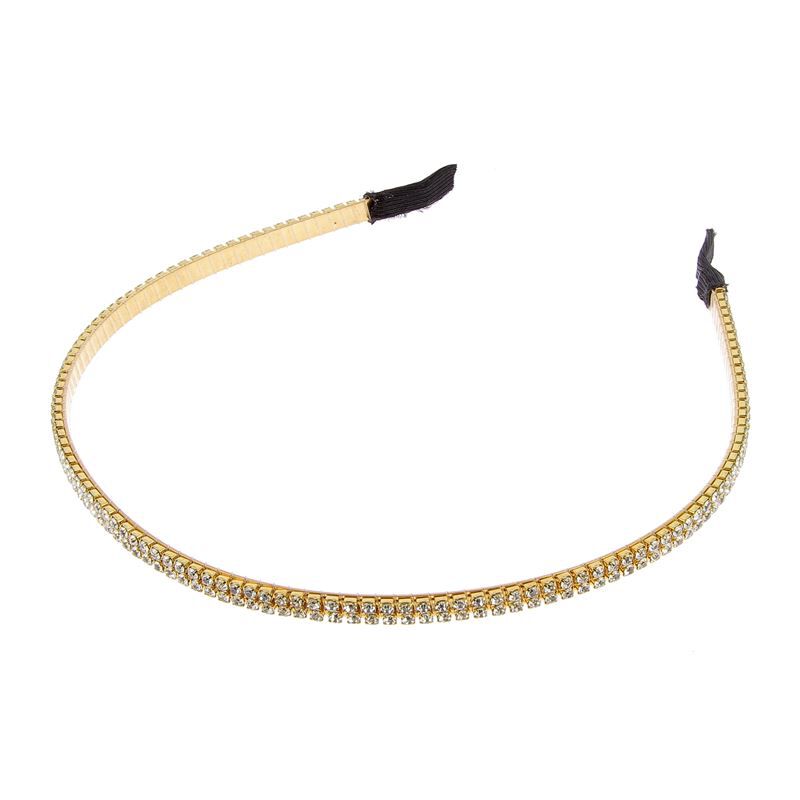 Serre-t&ecirc;te fin &agrave; strass dor&eacute;