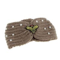 Bandeau de laine avec abeille marron