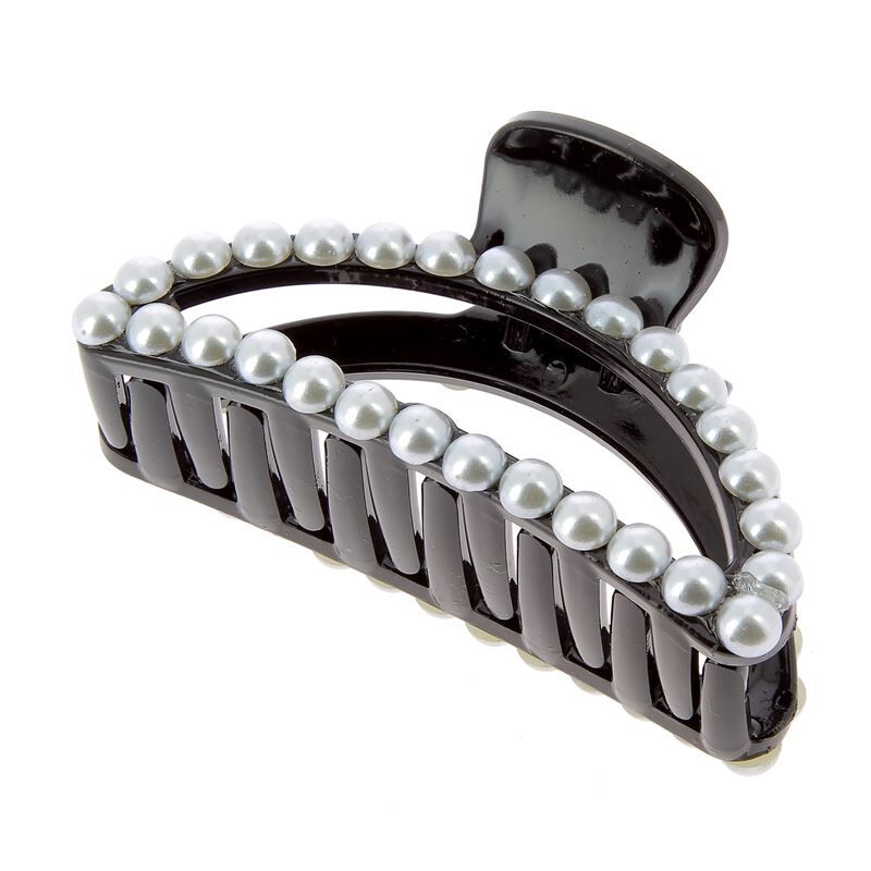 Pince croco &agrave; perles demi-lune