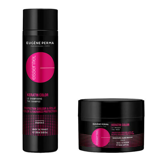 Rituel cheveux colorés shampooing et masque Essentiel Keratin Color