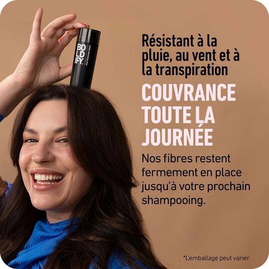 Fibres densifiantes pour cheveux ch&acirc;tain clair