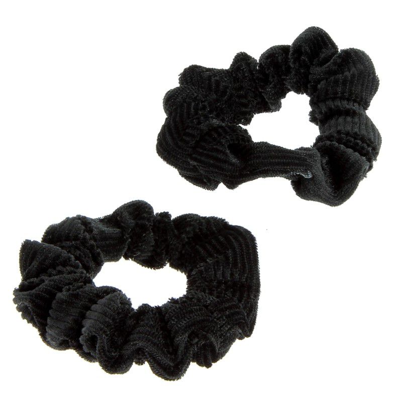 Duo chouchous velours c&ocirc;tel&eacute; noir