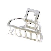 Petite pince croco m&eacute;tallique demi lune argent&eacute;e