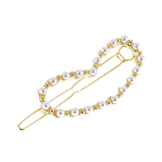 Barrette or et perle coeur