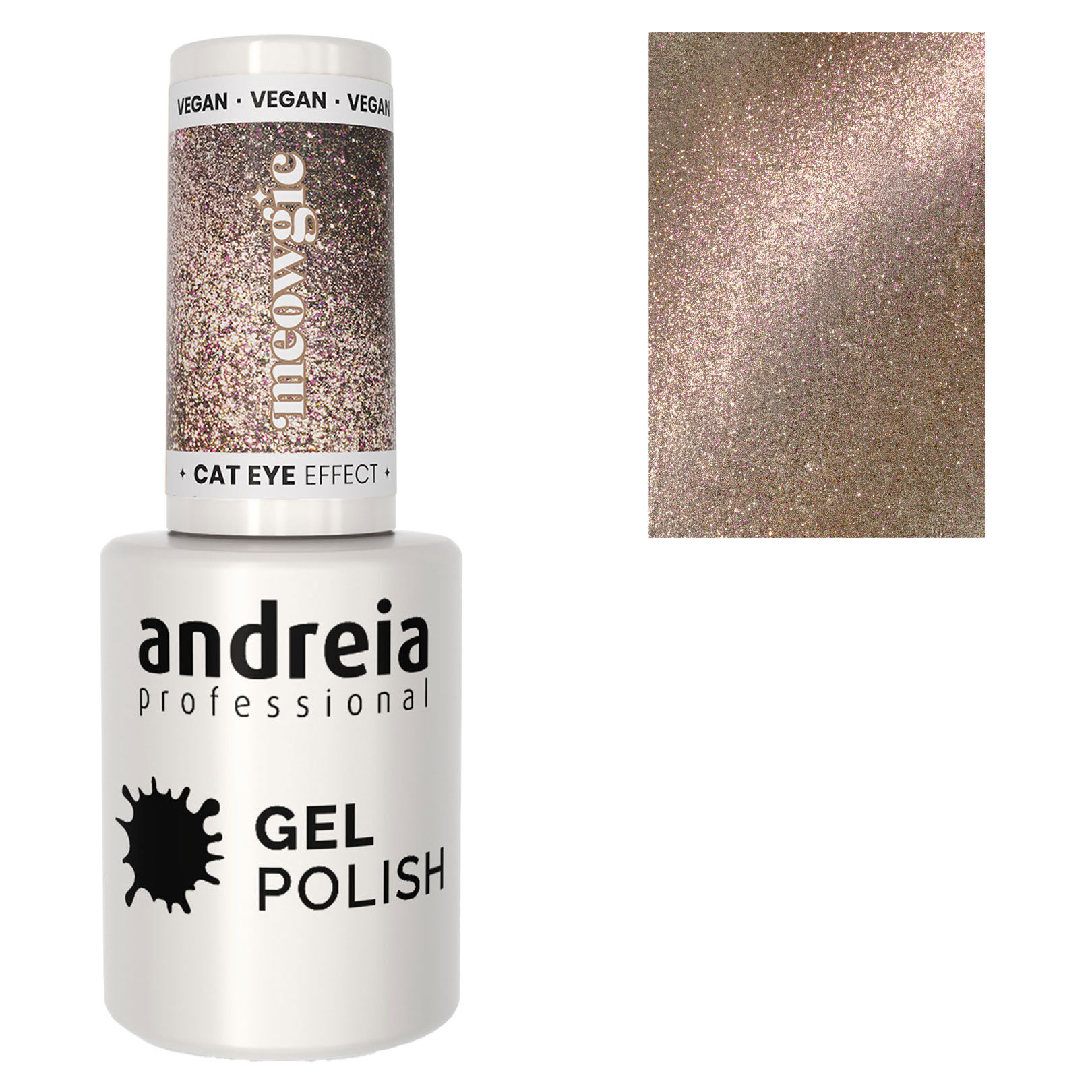 Vernis semi permanent Cat Eye Effect taupe avec reflets roses