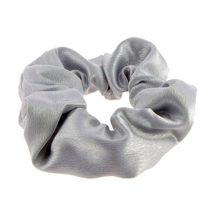 Chouchou en coton satiné gris métallisé