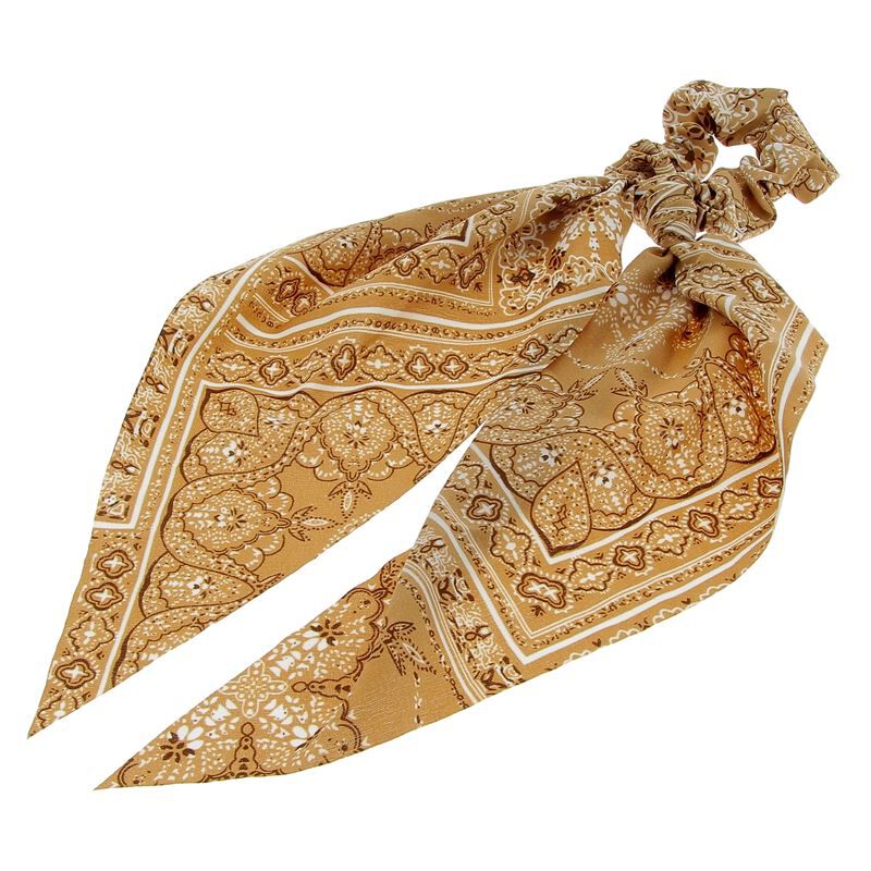 Chouchou foulard fa&ccedil;on bandana beige