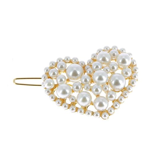 Barrette or et perle coeur plein