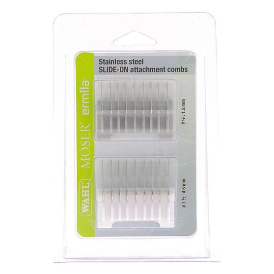 Lot de 2 Sabots pour tondeuse Wahl Ermila Moser 1400 Métal 1,5 et 4,5 mm