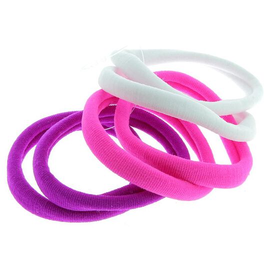 Lot de 6 élastiques XXL en mousse blanc violet et rose