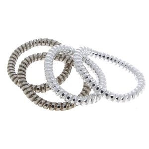 Elastiques scoubidou fins gris et argent&eacute;