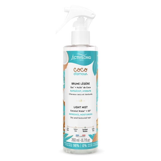 Brume l&eacute;g&egrave;re cheveux secs et textur&eacute;s Coco d'amour