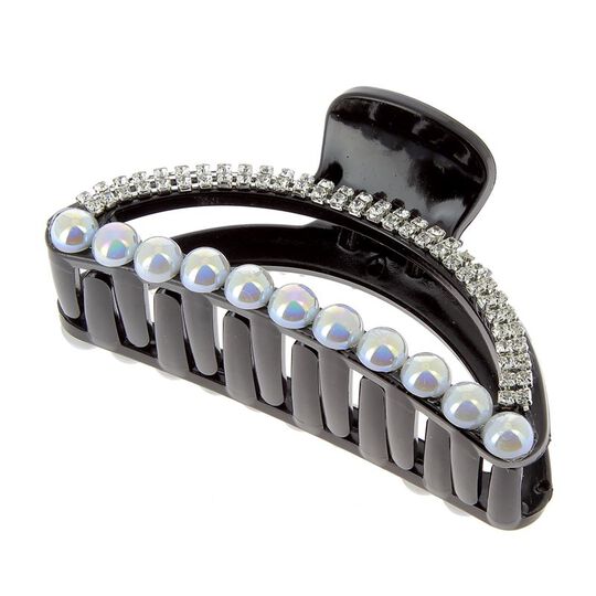 Pince croco strass et perles demi lune