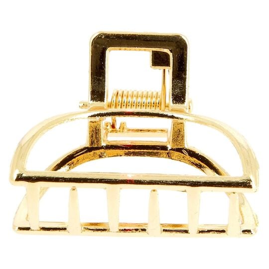 Petite pince croco métallique demi lune dorée