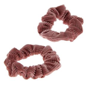 Duo chouchous velours c&ocirc;tel&eacute; rose