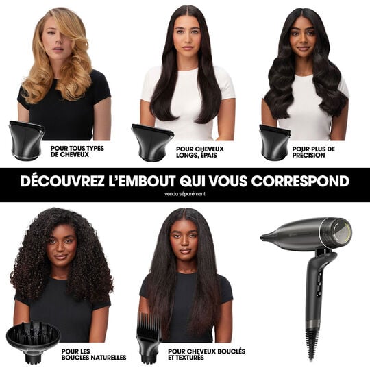 S&egrave;che cheveux Speed avec trousse et spray volume gris / noir