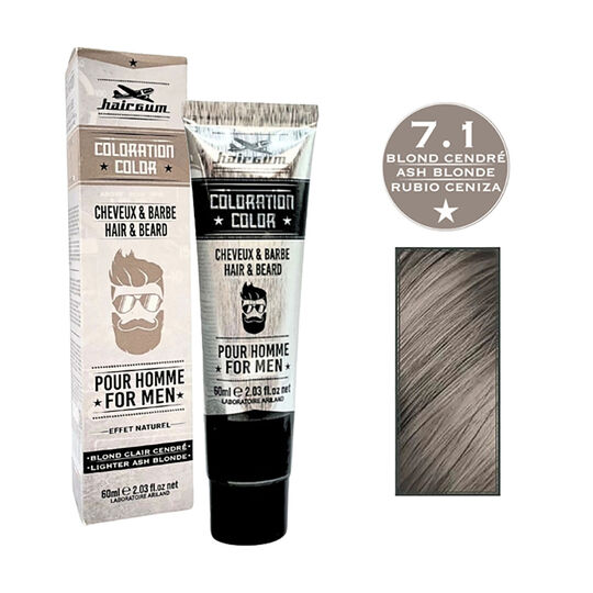 Coloration pour homme cheveux & barbe 7.1 blond clair cendré