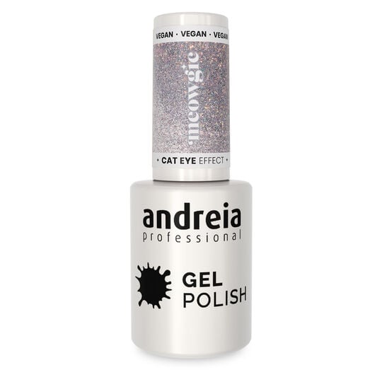 Vernis semi permanent Cat Eye Effect argent&eacute; avec reflets roses