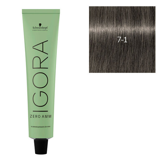 Coloration Igora Zero Amm 7-1 blond cendr&eacute;