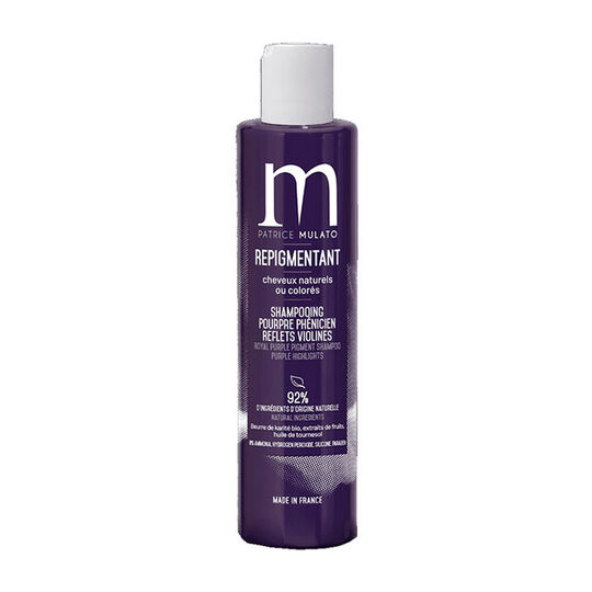 Shampooing repigmentant cheveux naturels ou colorés pourpre phenicien