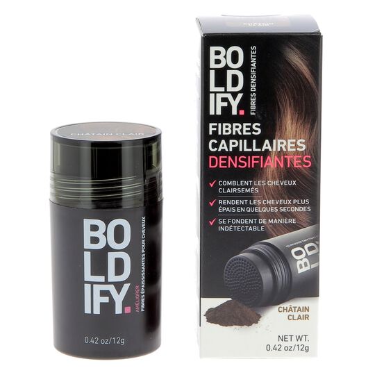 Fibres densifiantes pour cheveux châtain clair