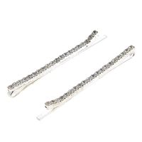 Barrettes argentées à strass 1 rangée